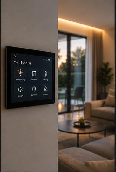Smart-Home-Panel für Automatisierung in einem modernen Wohnbereich